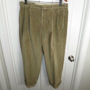 Vintage Brooks Brothers Made in USA Khaki Corduroy Chino Pants Men 34x27 Pleated